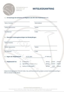 Mitgliedsantrag vom RSV Köln Rodenkirchen e.V.